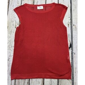 SNOBBY SHEEP Red Silk Cotton Sleeveless Mesh Knit Top Size 46 / XL